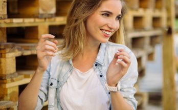 Beautiful European woman with blonde hair